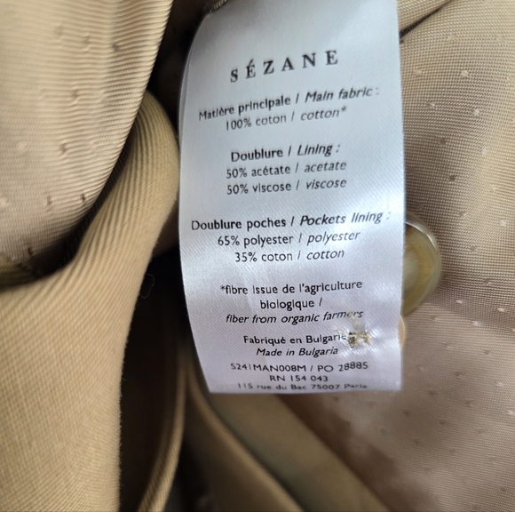 Sezane Scott Trench Coat Camel Belted Size 2 - Picture 6 of 9
